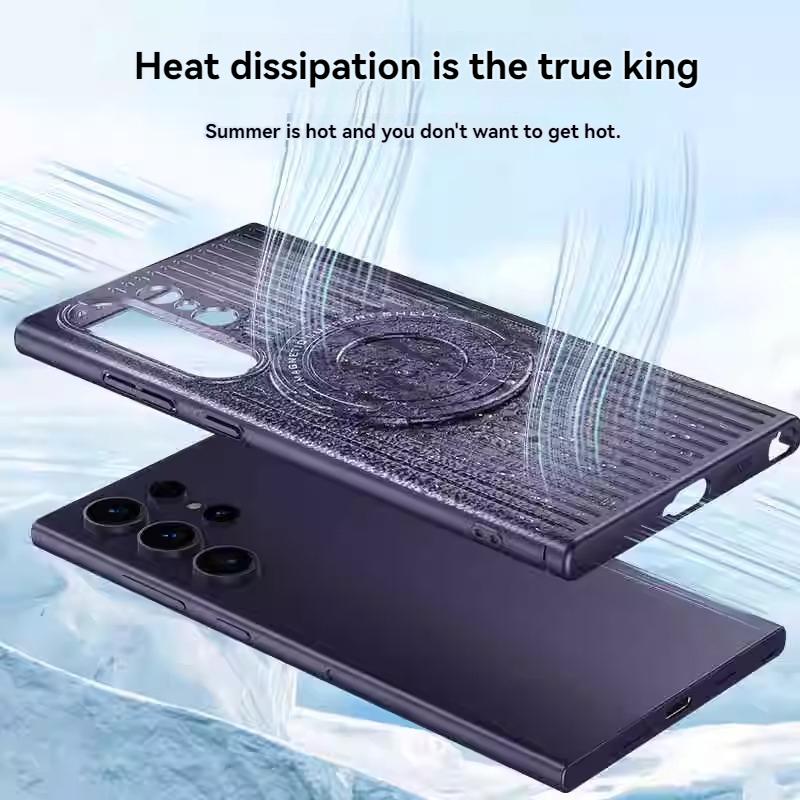 XJK042305-Samsung S22-24ultra Mobile Phone Case, New, Magnetic Suction, Comes With a Stand, Ultra-Thin, Hollow Out, Heat Dissipation, Breathable, Premium Feeling