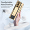 HCW-041002 Luxury Leather Magnetic Bracket Shell Electroplated Phone Case For Samsung Galaxy Z Fold3/4/5 With Back Screen Glass