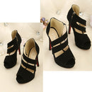 Fashion Sexy Women Heels Peep Toe Platform Sole Shoes Pumps Black