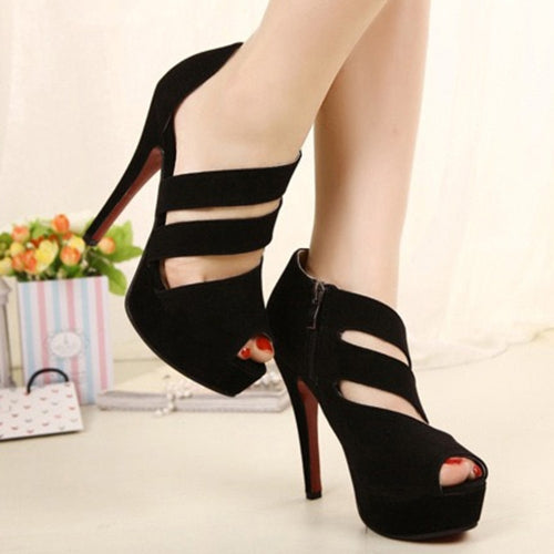 Fashion Sexy Women Heels Peep Toe Platform Sole Shoes Pumps Black