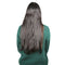 High Temperature Long Silk Slightly Curled Hair Slice Extension with 5 BB Clip-on Simulation Lace Wig