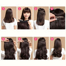 High Temperature Long Silk Slightly Curled Hair Slice Extension with 5 BB Clip-on Simulation Lace Wig