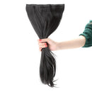 High Temperature Long Silk Slightly Curled Hair Slice Extension with 5 BB Clip-on Simulation Lace Wig