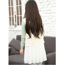 High Temperature Long Silk Slightly Curled Hair Slice Extension with 5 BB Clip-on Simulation Lace Wig