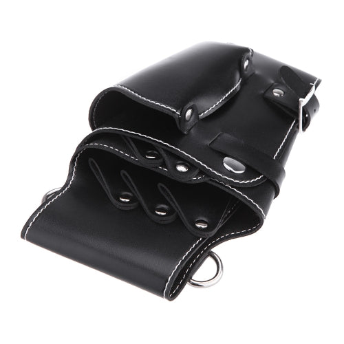 Black Waist Pack for Hairdressing Tool Soft Leather Scissors Comb Bag