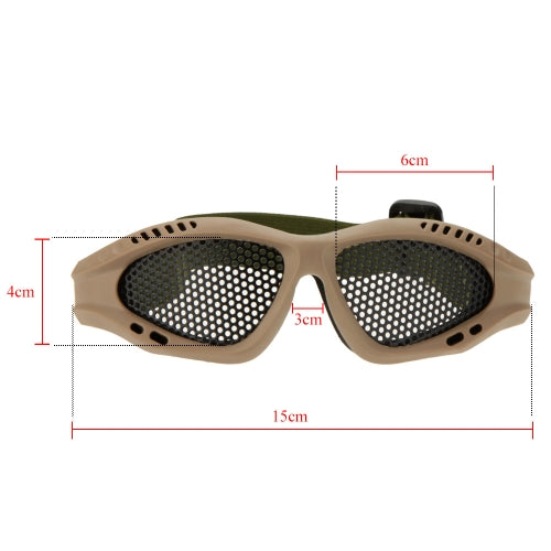 Adjustable Belt Goggles Lightweight Anti-fog Shock Resistant Eye Protection Metal Mesh Glasses for Airsoft Games Sports